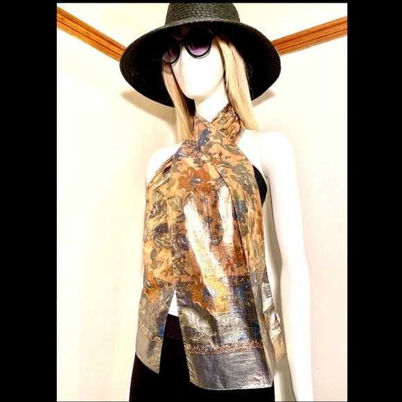 NORDSTROM - Vintage Italian Metallic Tonal Scarf - Picture 4 of 17